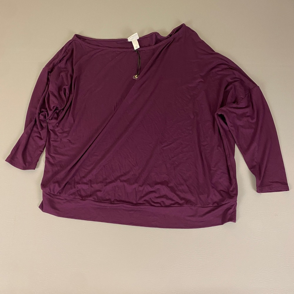 Ava & Viv Tunic Top Blouse Plus Size 2X Purple Boat Neck Long Sleeve Rayon Blend